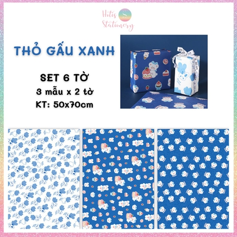 [HOTIS] Set 6 tờ Giấy gói quà tặng Sinh Nhật, giấy bao tập vở, giấy gói quà cao cấp, khổ lớn - KT 50x70cm