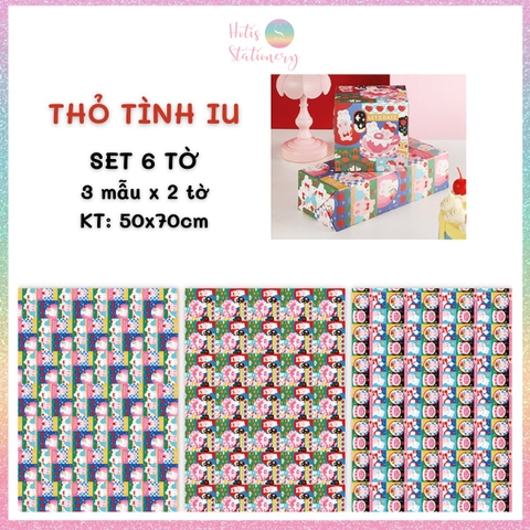 [HOTIS] Set 6 tờ Giấy gói quà tặng Sinh Nhật, giấy bao tập vở, giấy gói quà cao cấp, khổ lớn - KT 50x70cm