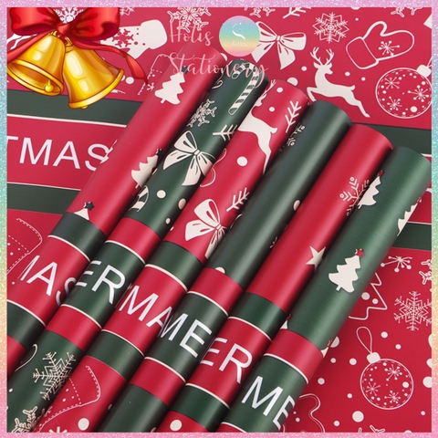 [HOTIS] Set 5 Tờ Giấy Gói Quà Noel Ánh Kim Sang Trọng 57x57cm - Giấy Gói Quà Giáng Sinh Cao Cấp Chống Thấm