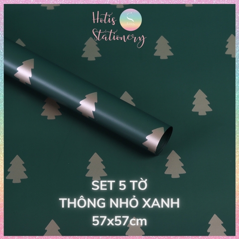 [HOTIS] Set 5 Tờ Giấy Gói Quà Noel Ánh Kim Sang Trọng 57x57cm - Giấy Gói Quà Giáng Sinh Cao Cấp Chống Thấm