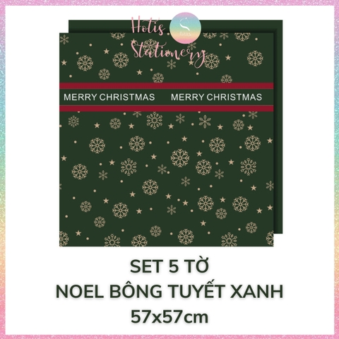 [HOTIS] Set 5 Tờ Giấy Gói Quà Noel Ánh Kim Sang Trọng 57x57cm - Giấy Gói Quà Giáng Sinh Cao Cấp Chống Thấm