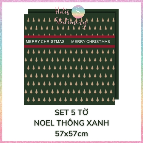 [HOTIS] Set 5 Tờ Giấy Gói Quà Noel Ánh Kim Sang Trọng 57x57cm - Giấy Gói Quà Giáng Sinh Cao Cấp Chống Thấm