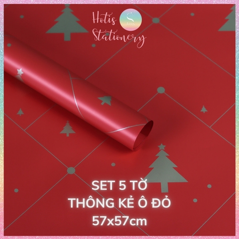 [HOTIS] Set 5 Tờ Giấy Gói Quà Noel Ánh Kim Sang Trọng 57x57cm - Giấy Gói Quà Giáng Sinh Cao Cấp Chống Thấm