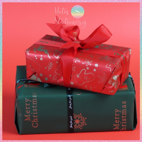 [HOTIS] Set 5 Tờ Giấy Gói Quà Noel Ánh Kim Sang Trọng 57x57cm - Giấy Gói Quà Giáng Sinh Cao Cấp Chống Thấm