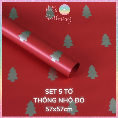 [HOTIS] Set 5 Tờ Giấy Gói Quà Noel Ánh Kim Sang Trọng 57x57cm - Giấy Gói Quà Giáng Sinh Cao Cấp Chống Thấm