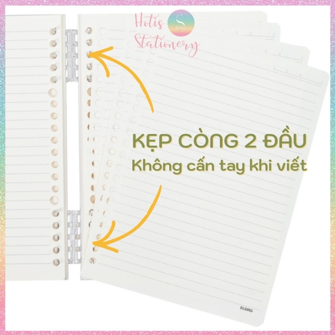 [HOTIS] Sổ Còng Nhựa 2 Đầu Lite Binder Dash Caro / InviDot Line A5 120 Trang - Bìa PP Chống Thấm, Giấy 100GSM