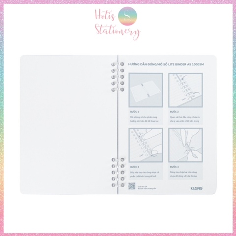 [HOTIS] Sổ Còng Nhựa 2 Đầu Lite Binder Dash Caro / InviDot Line A5 120 Trang - Bìa PP Chống Thấm, Giấy 100GSM