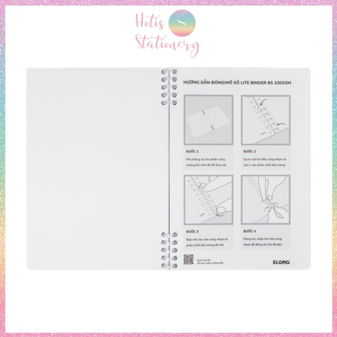 [HOTIS] Sổ Lite Binder B5 120 Trang KLONG Dash Caro/ Line - Còng Nhựa 2 Đầu, Bìa PP Chống Nước, Ghi Chép Linh Hoạt