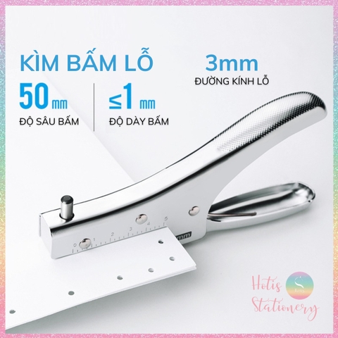 [HOTIS] Kìm bấm lỗ 3mm/ 6mm, bấm sâu tối đa 5cm, dụng cụ đục lỗ cầm tay, Large Depth Hole Punch