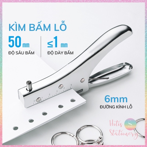 [HOTIS] Kìm bấm lỗ 3mm/ 6mm, bấm sâu tối đa 5cm, dụng cụ đục lỗ cầm tay, Large Depth Hole Punch