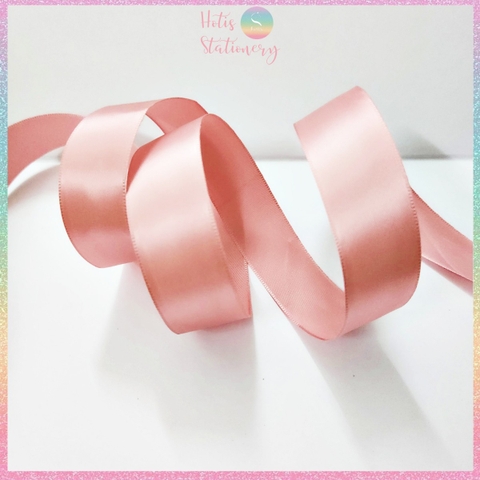 [HOTIS]  Lẻ 1m/ 5m - Ruy băng lụa satin trơn làm nơ, buộc hoa, gói quà - Bản rộng 2.5cm