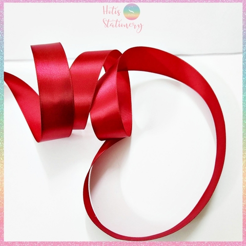 [HOTIS]  Lẻ 1m/ 5m - Ruy băng lụa satin trơn làm nơ, buộc hoa, gói quà - Bản rộng 2.5cm