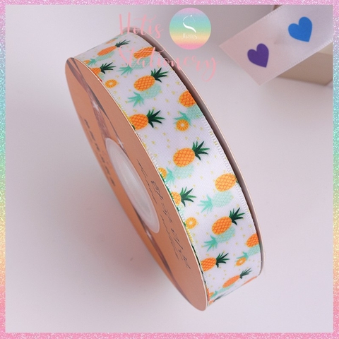 [HOTIS] [Lẻ 1m/ 5m] Ruy băng lụa in hình trái cây bản rộng 2.5cm