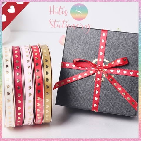 [HOTIS] Cuộn 45 mét Ruy băng lụa trái tim bản rộng 1cm - 10 màu