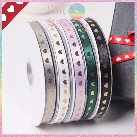 [HOTIS] Cuộn 45 mét Ruy băng lụa trái tim bản rộng 1cm - 10 màu