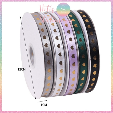 [HOTIS] Cuộn 45 mét Ruy băng lụa trái tim bản rộng 1cm - 10 màu