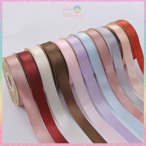 [HOTIS] Cuộn 33m/ 80m Ruy băng lụa satin trơn làm nơ, bó hoa, gói quà - Bản rộng 2.5cm