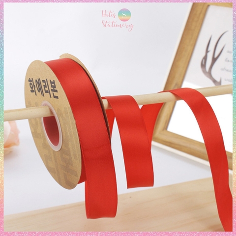 [HOTIS] Cuộn 33m/ 80m Ruy băng lụa satin trơn làm nơ, bó hoa, gói quà - Bản rộng 2.5cm