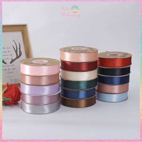 [HOTIS] Cuộn 33m/ 80m Ruy băng lụa satin trơn làm nơ, bó hoa, gói quà - Bản rộng 2.5cm