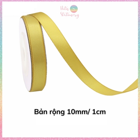 [HOTIS] 5 mét Ruy băng lụa màu vàng gold vải satin trơn làm nơ, bó hoa, gói quà