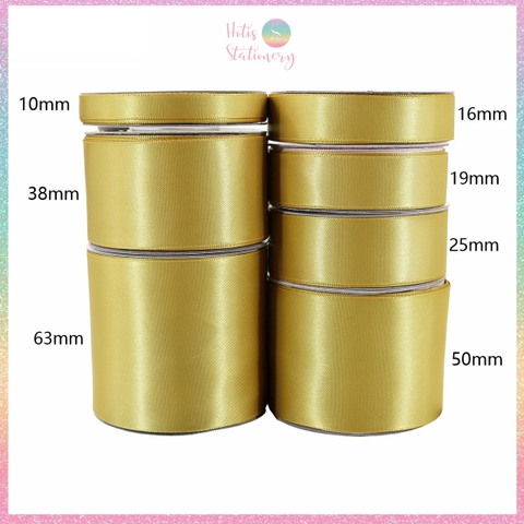 [HOTIS] 5 mét Ruy băng lụa màu vàng gold vải satin trơn làm nơ, bó hoa, gói quà