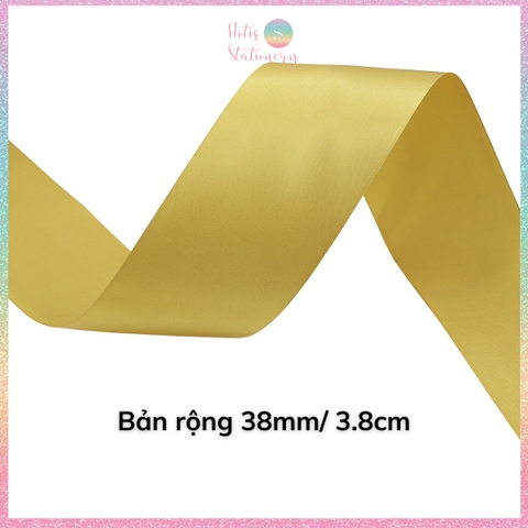 [HOTIS] 5 mét Ruy băng lụa màu vàng gold vải satin trơn làm nơ, bó hoa, gói quà