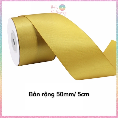 [HOTIS] 5 mét Ruy băng lụa màu vàng gold vải satin trơn làm nơ, bó hoa, gói quà