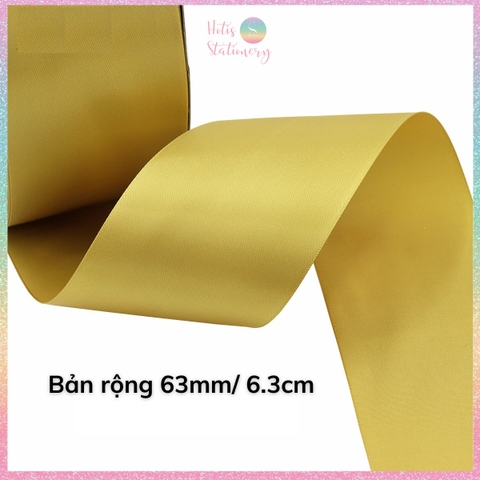 [HOTIS] 5 mét Ruy băng lụa màu vàng gold vải satin trơn làm nơ, bó hoa, gói quà