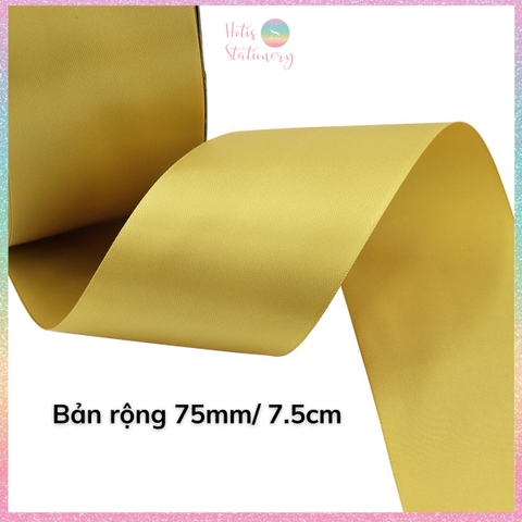 [HOTIS] 5 mét Ruy băng lụa màu vàng gold vải satin trơn làm nơ, bó hoa, gói quà