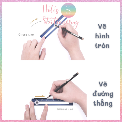 [HOTIS] Thước kẻ vẽ hình tròn đa năng Circle Ruler có thể điều chỉnh bán kính