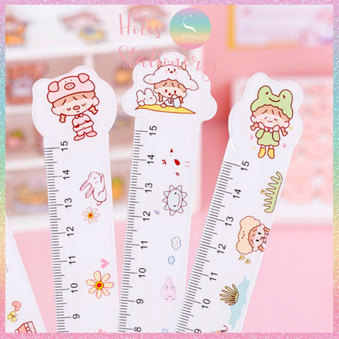[HOTIS] Thước nhựa 15cm / 20cm in họa tiết hoạt hình dễ thương