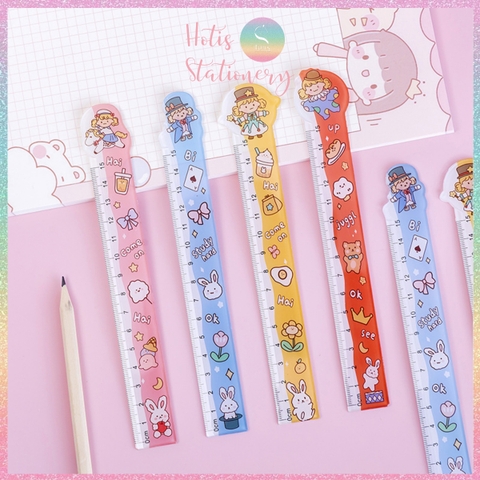 [HOTIS] Thước nhựa 15cm / 20cm in họa tiết hoạt hình dễ thương