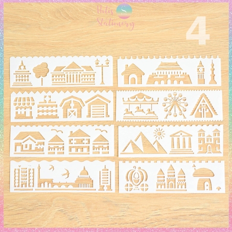 [HOTIS] Thước nhựa rỗng vẽ họa tiết dễ thương- Set 4 hoặc 8 cái