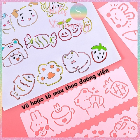 [HOTIS] Thước nhựa rỗng vẽ họa tiết dễ thương- Set 4 hoặc 8 cái