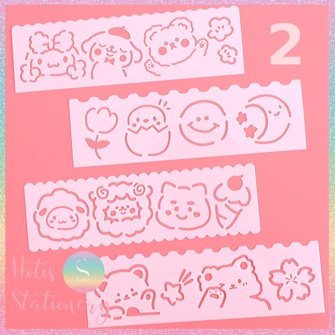 [HOTIS] Thước nhựa rỗng vẽ họa tiết dễ thương- Set 4 hoặc 8 cái