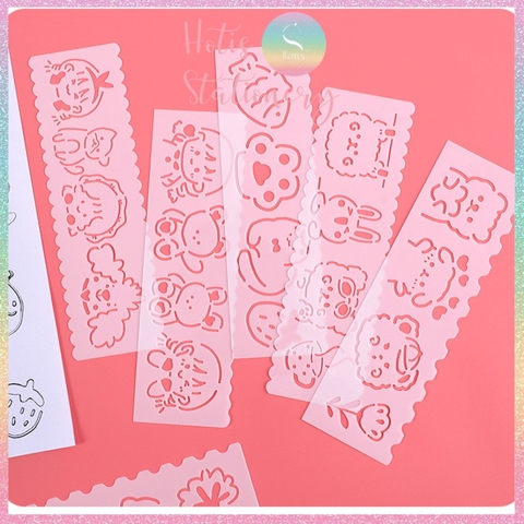 [HOTIS] Thước nhựa rỗng vẽ họa tiết dễ thương- Set 4 hoặc 8 cái