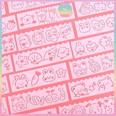 [HOTIS] Thước nhựa rỗng vẽ họa tiết dễ thương- Set 4 hoặc 8 cái