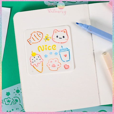 Thước nhựa rỗng Hotis vẽ hình, tô màu, hoạt tiết hoạt hình dễ thương