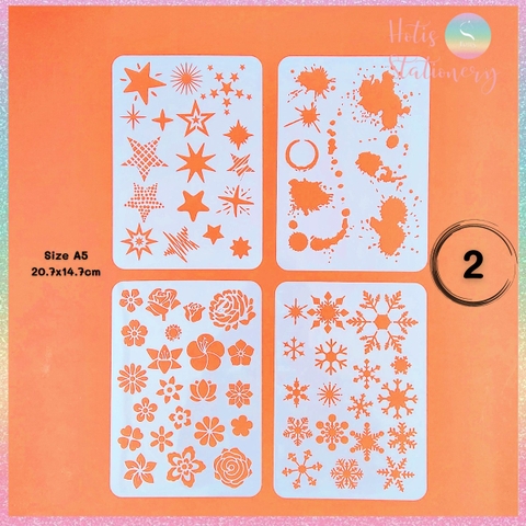 Thước nhựa rỗng Hotis vẽ hình, tô màu, hoạt tiết hoạt hình dễ thương - Set 4 tấm size A5