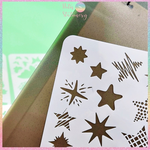 Thước nhựa rỗng Hotis vẽ hình, tô màu, hoạt tiết hoạt hình dễ thương - Set 4 tấm size A5