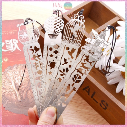 [HOTIS] Thẻ đánh dấu sách Ruler Bookmark thẻ kẹp sách thước rỗng vẽ họa tiết độc đáo