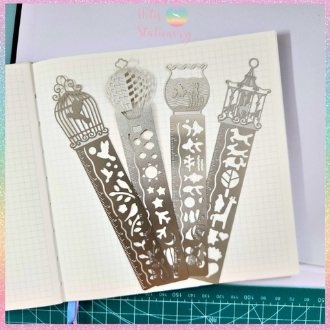 [HOTIS] Thẻ đánh dấu sách Ruler Bookmark thẻ kẹp sách thước rỗng vẽ họa tiết độc đáo