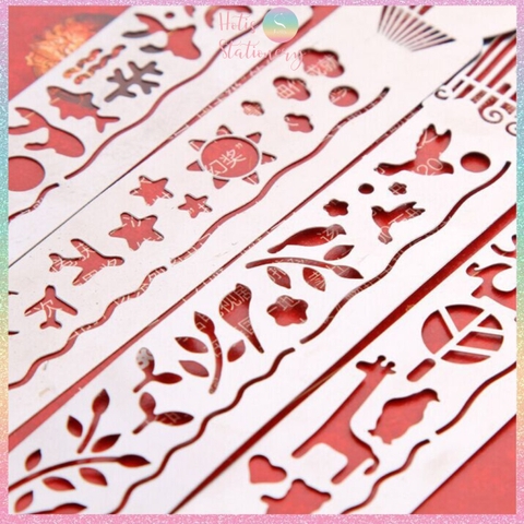 [HOTIS] Thẻ đánh dấu sách Ruler Bookmark thẻ kẹp sách thước rỗng vẽ họa tiết độc đáo