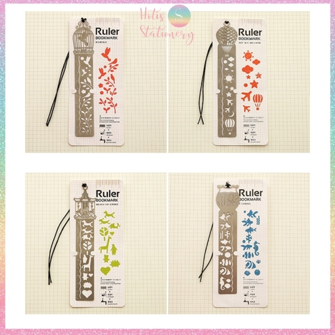 [HOTIS] Thẻ đánh dấu sách Ruler Bookmark thẻ kẹp sách thước rỗng vẽ họa tiết độc đáo