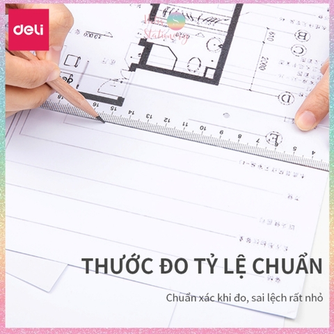 [HOTIS] Thước kẻ trong suốt Deli 18/ 20/ 30cm chất liệu PS bền chống trầy xước cho học sinh nvvp