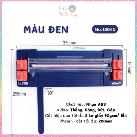 [HOTIS] Bàn cắt giấy A5/A4 KW-triO Light Trimmer 4in1, 4 dao cắt/ 4 kiểu/ 2 chiều/ có thước gấp - No.13045