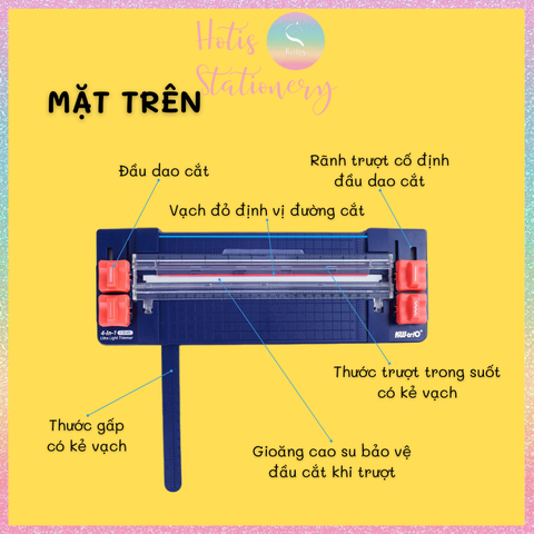 [HOTIS] Bàn cắt giấy A5/A4 KW-triO Light Trimmer 4in1, 4 dao cắt/ 4 kiểu/ 2 chiều/ có thước gấp - No.13045