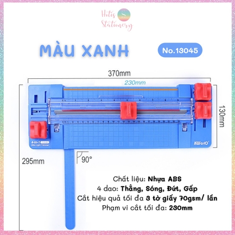 [HOTIS] Bàn cắt giấy A5/A4 KW-triO Light Trimmer 4in1, 4 dao cắt/ 4 kiểu/ 2 chiều/ có thước gấp - No.13045