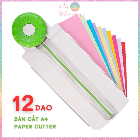 Bàn cắt giấy A4 12 dao Jef Trimmer cắt nét thẳng, đứt, răng cưa DIY