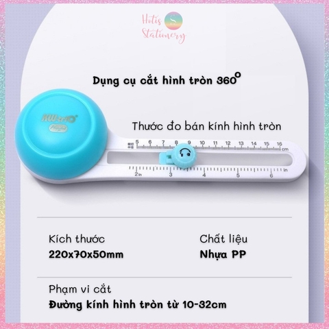 [HOTIS] Dụng cụ cắt hình tròn xoay 360 độ làm thủ công handmade DIY